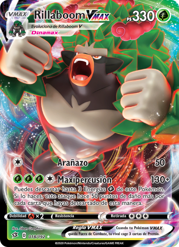 Rillaboom VMAX 18 — Rebel Clash (Spanish Pokémon TCG card)