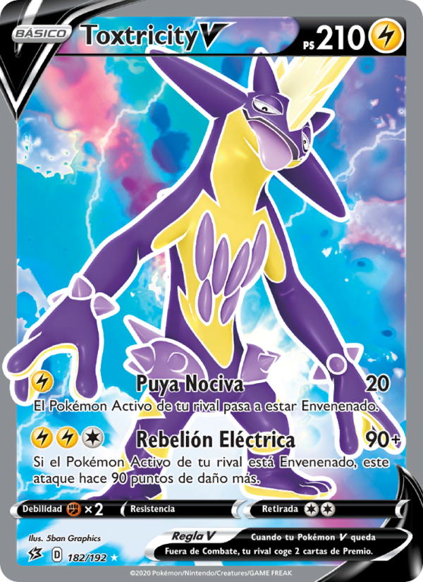 Toxtricity V 182 — Rebel Clash (Spanish Pokémon TCG card)