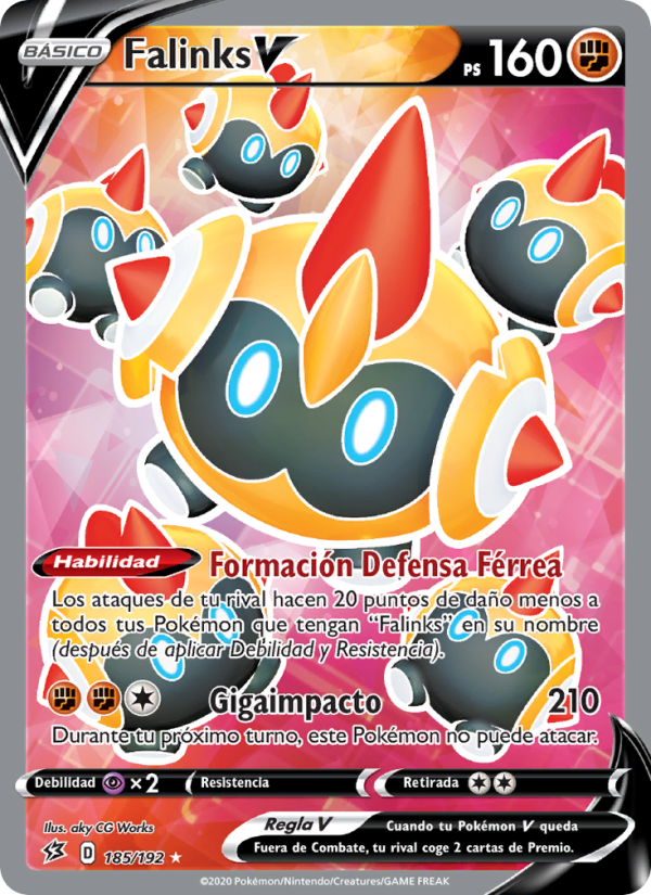 Falinks V 185 — Rebel Clash (Spanish Pokémon TCG card)