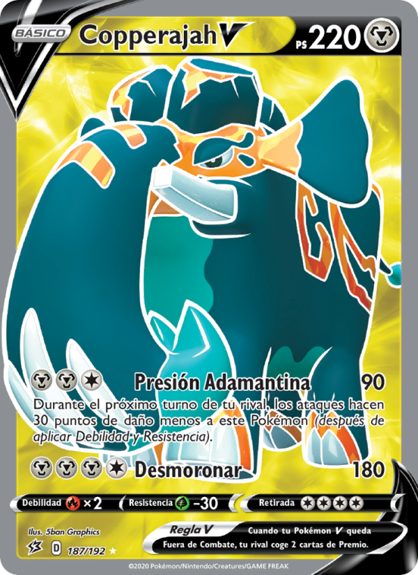 Copperajah V 187 — Rebel Clash (Spanish Pokémon TCG card)