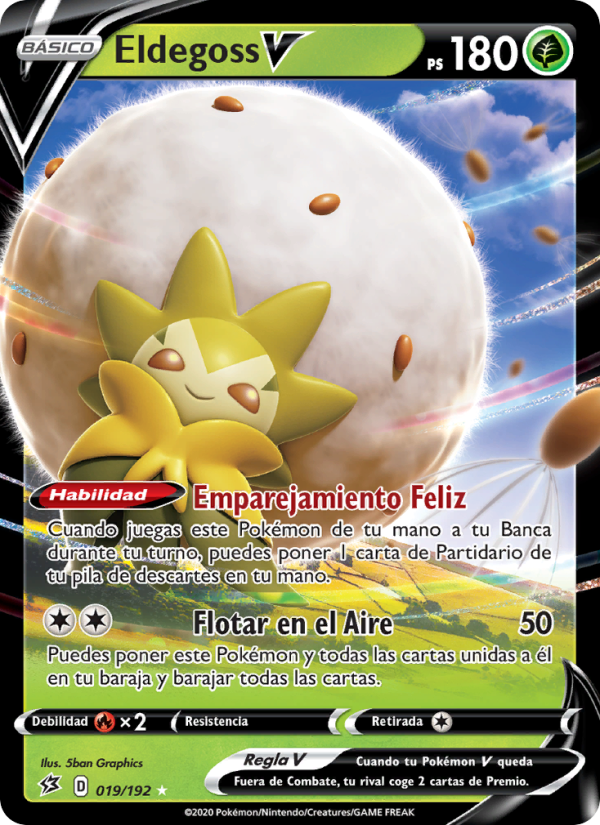 Eldegoss V 19 — Rebel Clash (Spanish Pokémon TCG card)