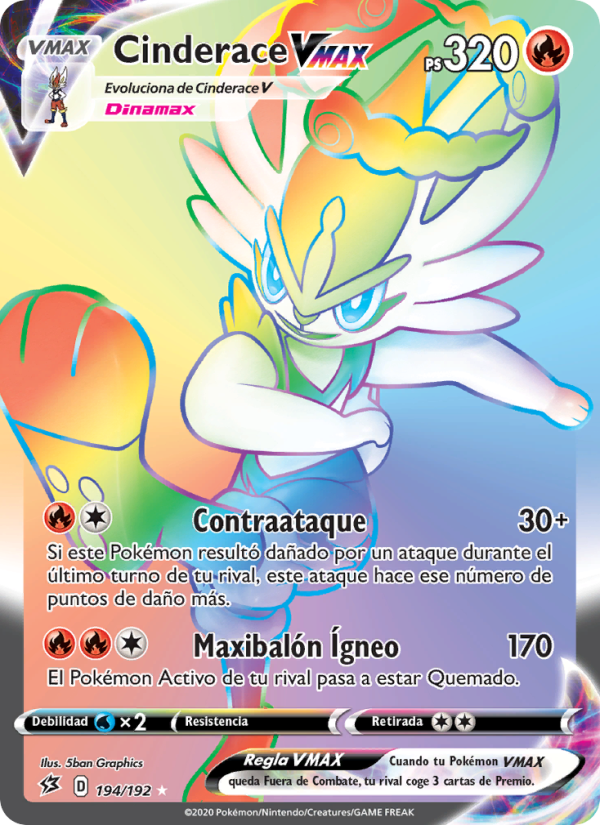 Cinderace VMAX 194 — Rebel Clash (Spanish Pokémon TCG card)