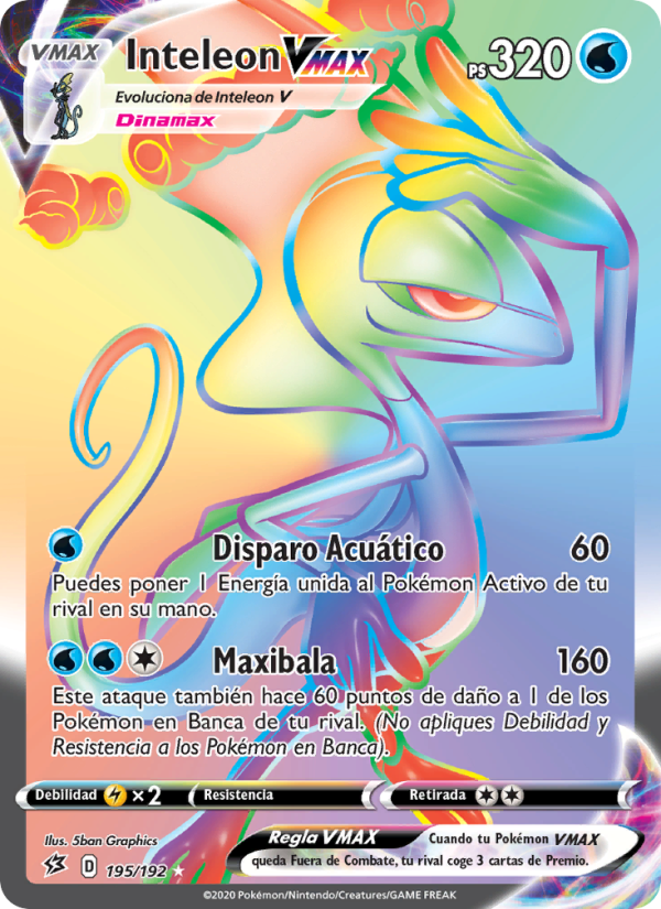 Inteleon VMAX 195 — Rebel Clash (Spanish Pokémon TCG card)