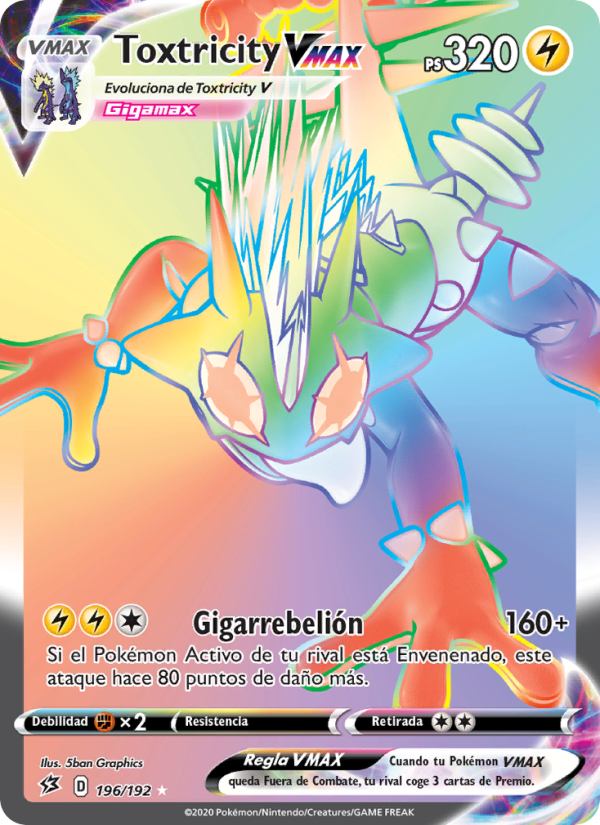 Toxtricity VMAX 196 — Rebel Clash (Spanish Pokémon TCG card)