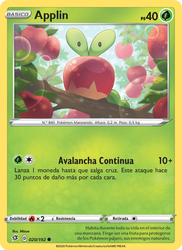 Applin 20 — Rebel Clash (Spanish Pokémon TCG card)