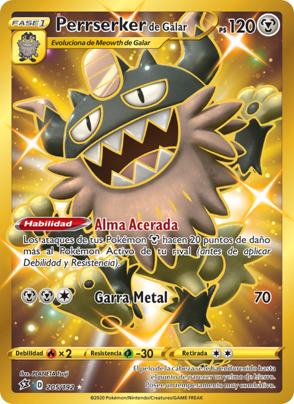 Perrserker de Galar 205 — Rebel Clash (Spanish Pokémon TCG card)