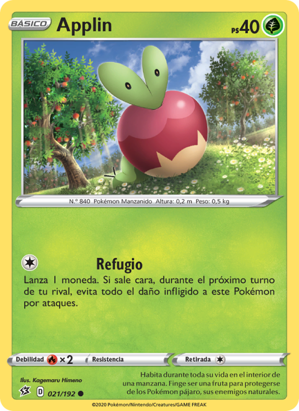 Applin 21 — Rebel Clash (Spanish Pokémon TCG card)