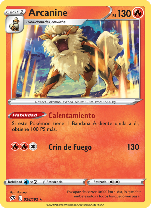Arcanine 28 — Rebel Clash (Spanish Pokémon TCG card)