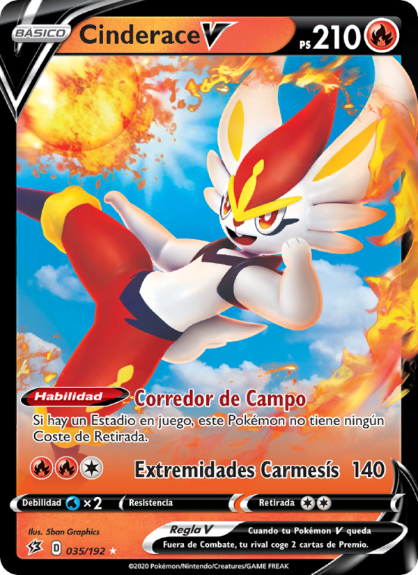Cinderace V 35 — Rebel Clash (Spanish Pokémon TCG card)