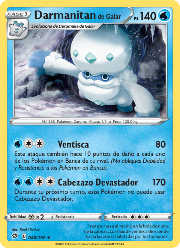 Darmanitan de Galar 48 — Rebel Clash (Spanish Pokémon TCG card)