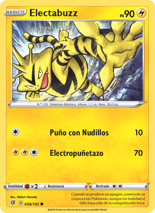 Electabuzz 58 — Rebel Clash (Spanish Pokémon TCG card)