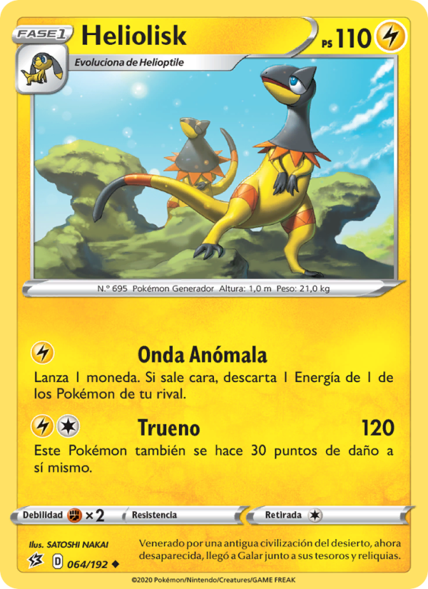 Heliolisk 64 — Rebel Clash (Spanish Pokémon TCG card)