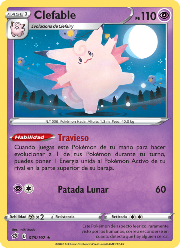 Clefable 75 — Rebel Clash (Spanish Pokémon TCG card)