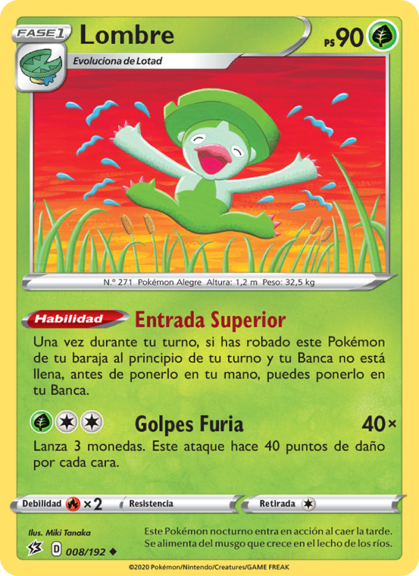 Lombre 8 — Rebel Clash (Spanish Pokémon TCG card)