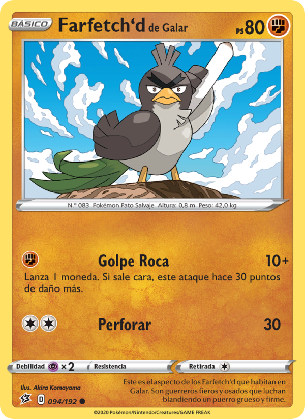 Farfetch'd de Galar 94 — Rebel Clash (Spanish Pokémon TCG card)