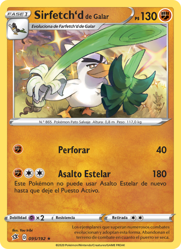 Sirfetch'd de Galar 95 — Rebel Clash (Spanish Pokémon TCG card)