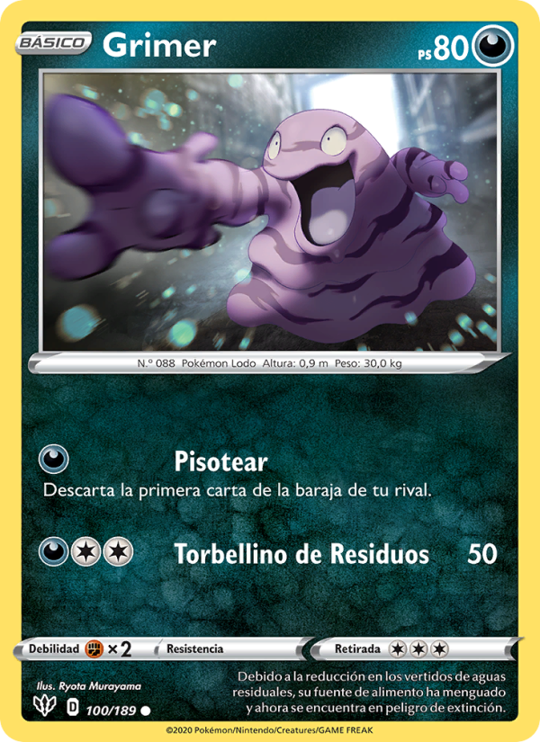 Grimer 100 — Darkness Ablaze (Spanish Pokémon TCG card)