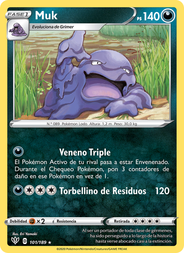 Muk 101 — Darkness Ablaze (Spanish Pokémon TCG card)