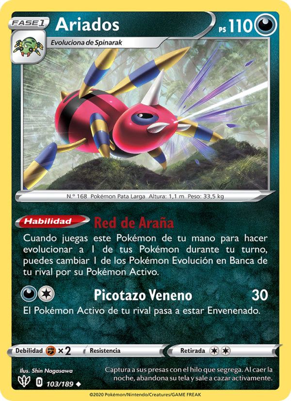 Ariados 103 — Darkness Ablaze (Spanish Pokémon TCG card)