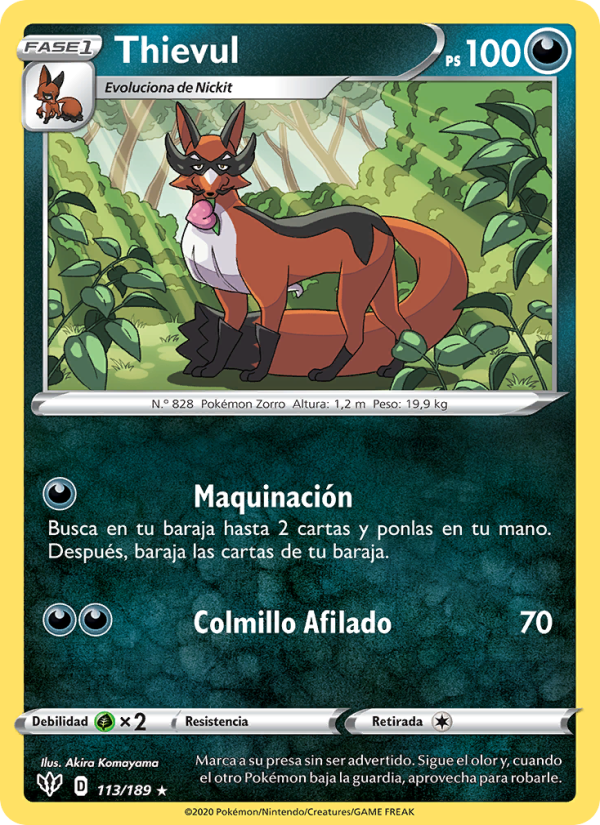 Thievul 113 — Darkness Ablaze (Spanish Pokémon TCG card)