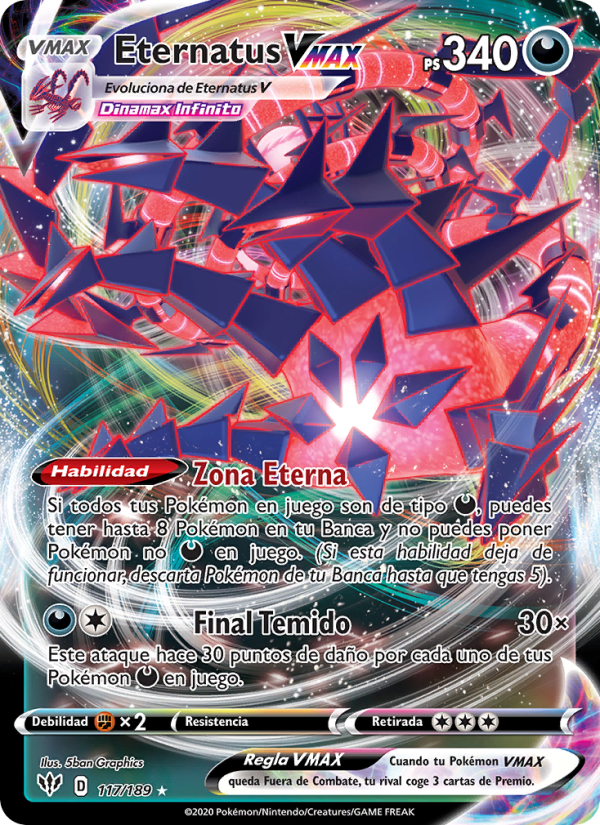 Eternatus VMAX 117 — Darkness Ablaze (Spanish Pokémon TCG card)