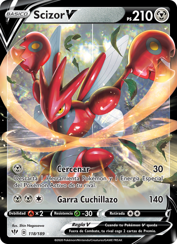 Scizor V 118 — Darkness Ablaze (Spanish Pokémon TCG card)