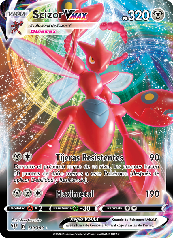 Scizor VMAX 119 — Darkness Ablaze (Spanish Pokémon TCG card)