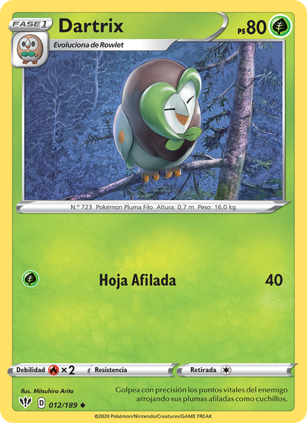 Dartrix 12 — Darkness Ablaze (Spanish Pokémon TCG card)
