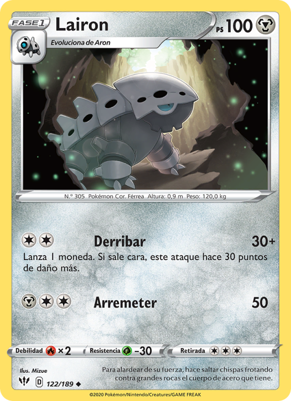 Lairon 122 — Darkness Ablaze (Spanish Pokémon TCG card)