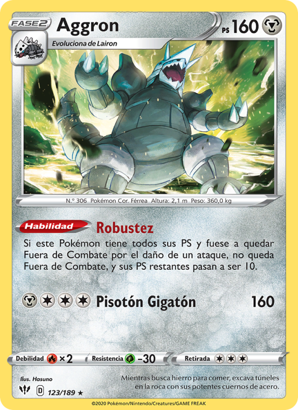 Aggron 123 — Darkness Ablaze (Spanish Pokémon TCG card)