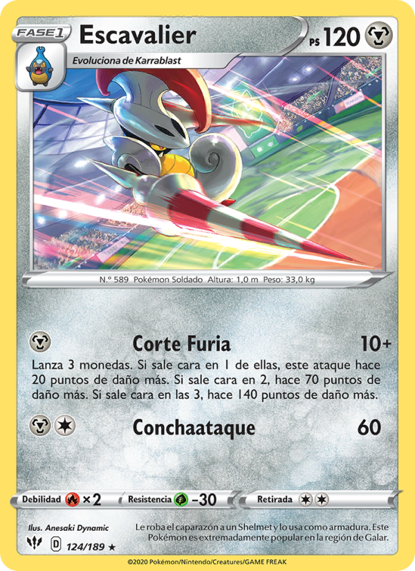 Escavalier 124 — Darkness Ablaze (Spanish Pokémon TCG card)