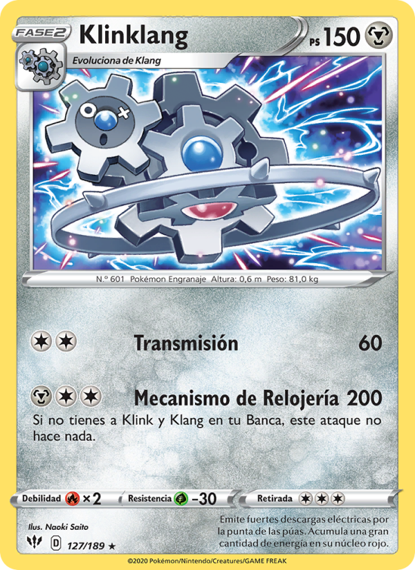 Klinklang 127 — Darkness Ablaze (Spanish Pokémon TCG card)