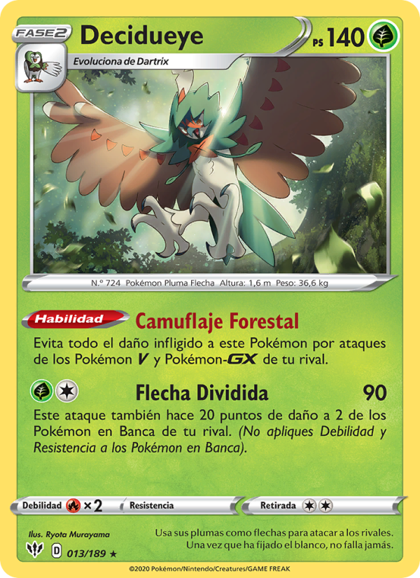 Decidueye 13 — Darkness Ablaze (Spanish Pokémon TCG card)