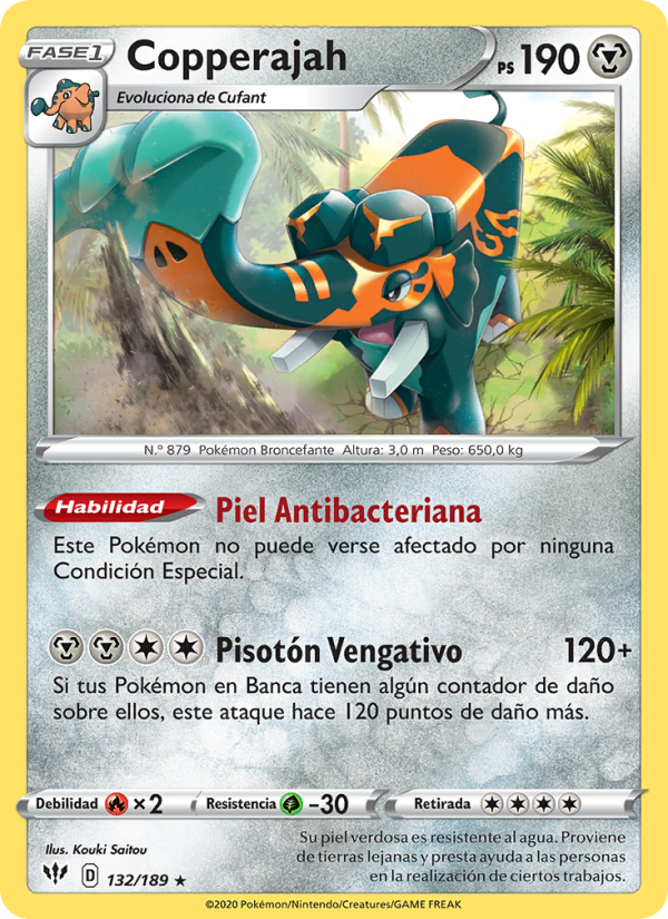 Copperajah 132 — Darkness Ablaze (Spanish Pokémon TCG card)