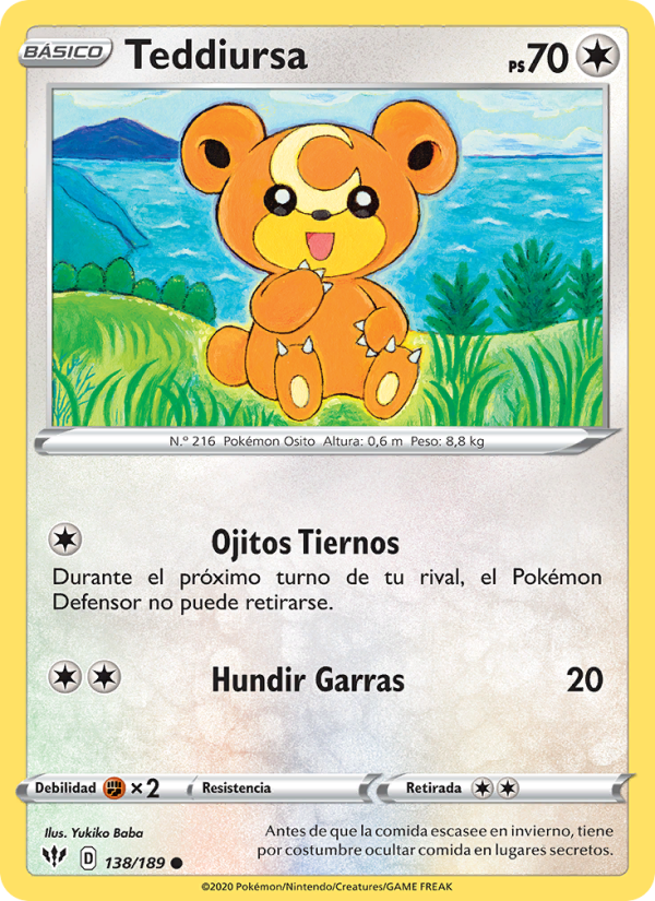 Teddiursa 138 — Darkness Ablaze (Spanish Pokémon TCG card)