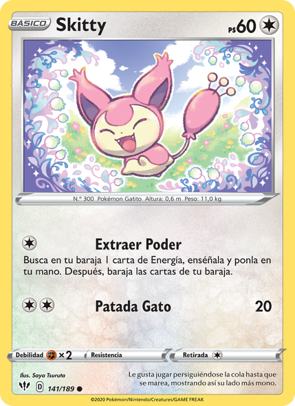 Skitty 141 — Darkness Ablaze (Spanish Pokémon TCG card)