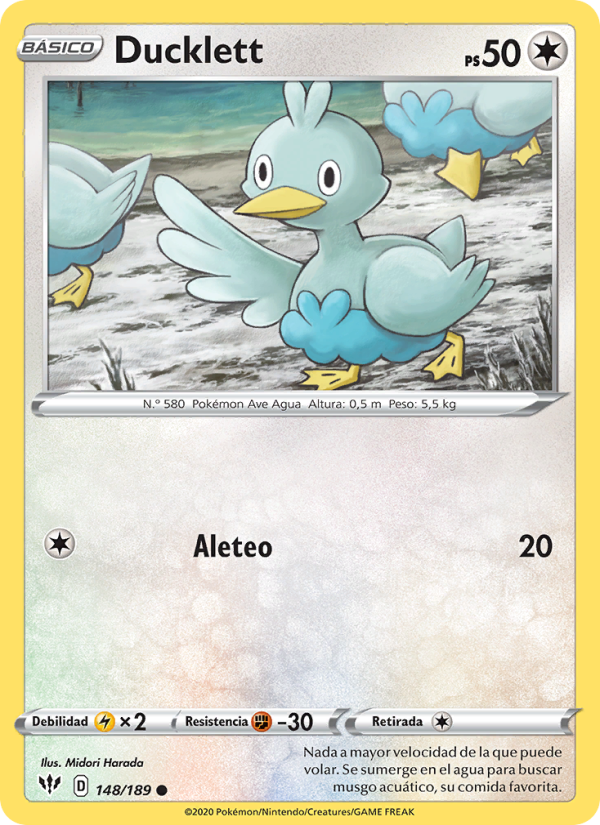Ducklett 148 — Darkness Ablaze (Spanish Pokémon TCG card)