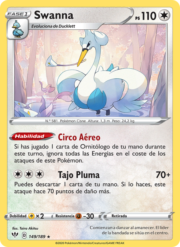 Swanna 149 — Darkness Ablaze (Spanish Pokémon TCG card)