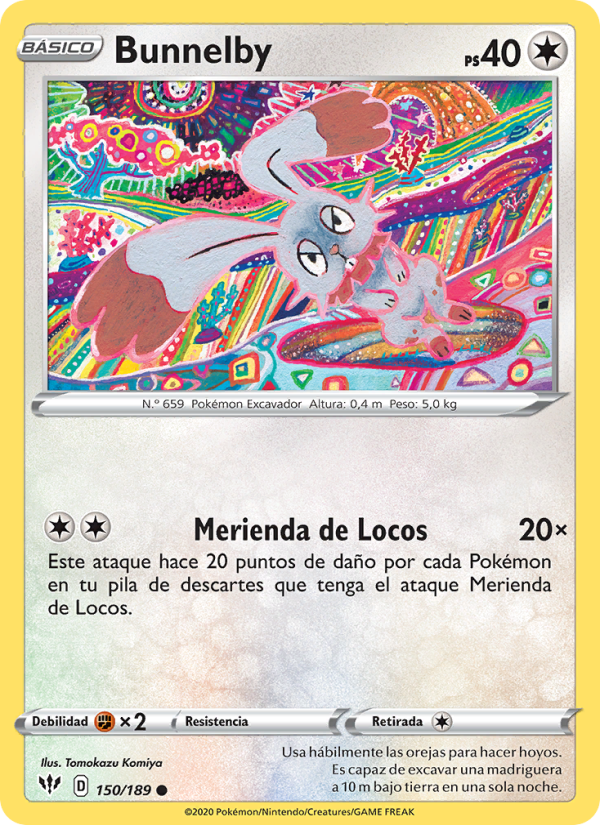Bunnelby 150 — Darkness Ablaze (Spanish Pokémon TCG card)