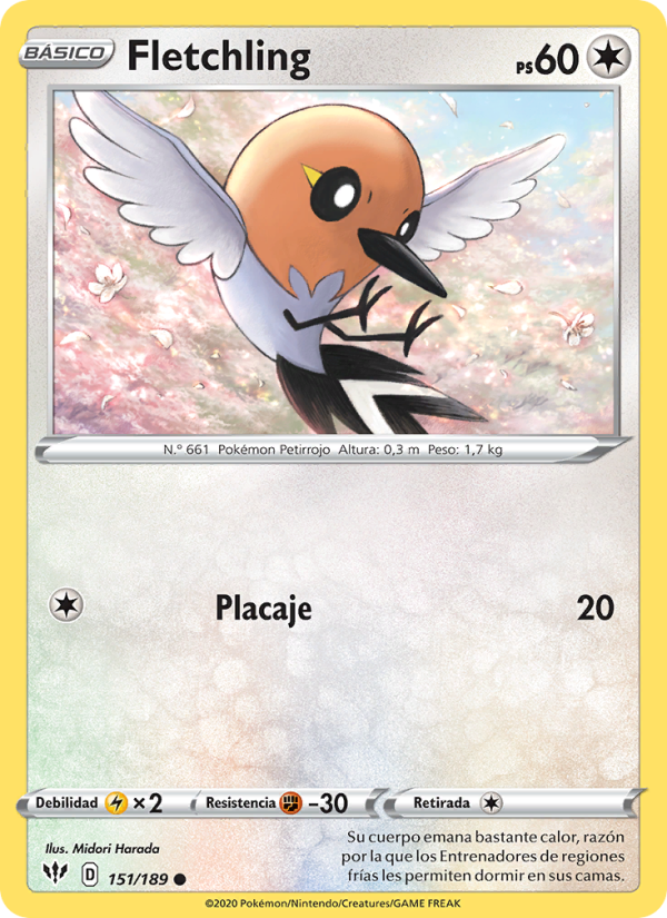 Fletchling 151 — Darkness Ablaze (Spanish Pokémon TCG card)