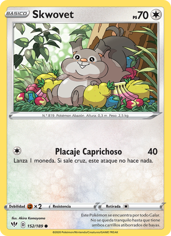 Skwovet 152 — Darkness Ablaze (Spanish Pokémon TCG card)