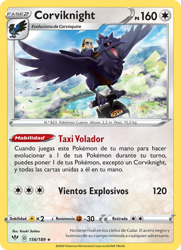 Corviknight 156 — Darkness Ablaze (Spanish Pokémon TCG card)