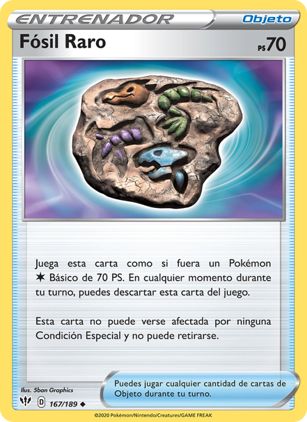 Fósil Raro 167 — Darkness Ablaze (Spanish Pokémon TCG card)