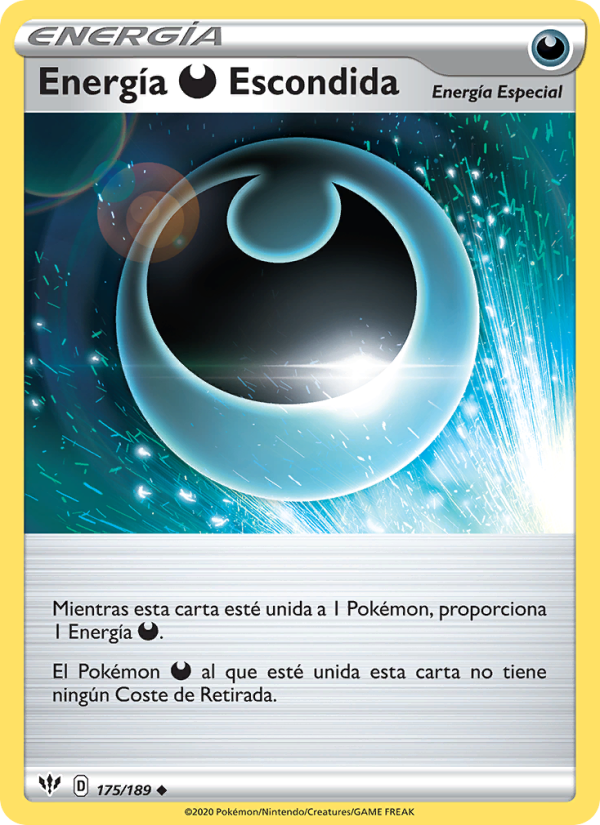 Energía Darkness Escondida 175 — Darkness Ablaze (Spanish Pokémon TCG card)
