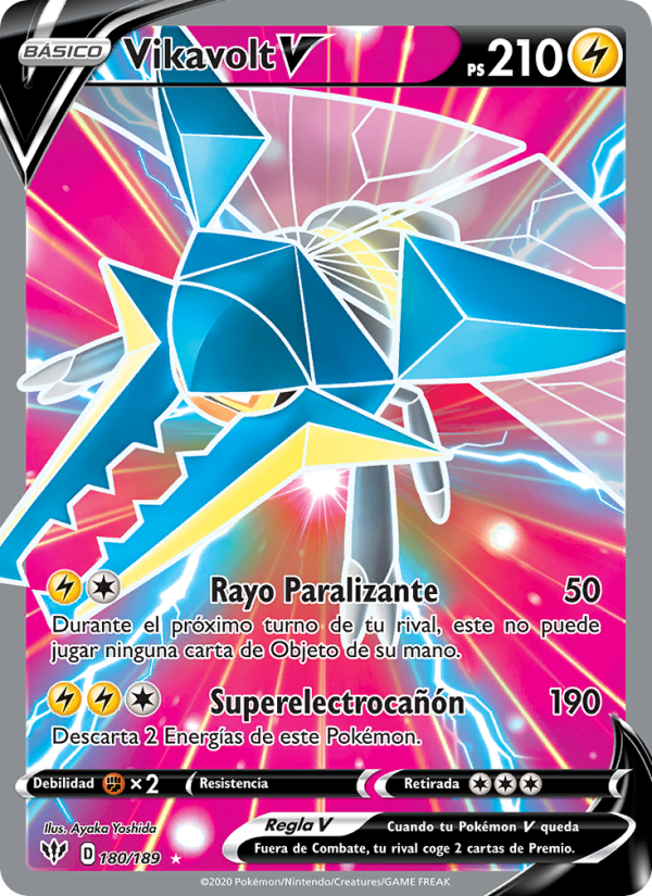 Vikavolt V 180 — Darkness Ablaze (Spanish Pokémon TCG card)