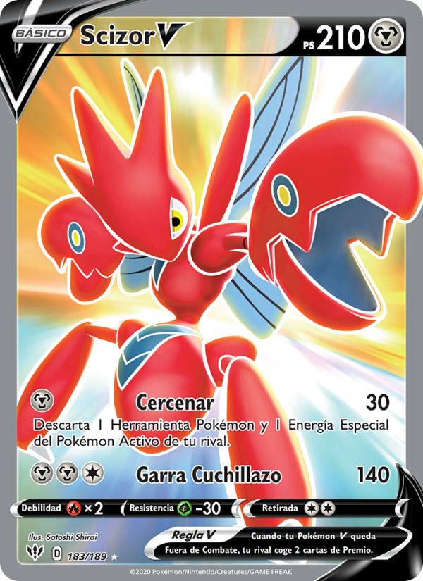 Scizor V 183 — Darkness Ablaze (Spanish Pokémon TCG card)
