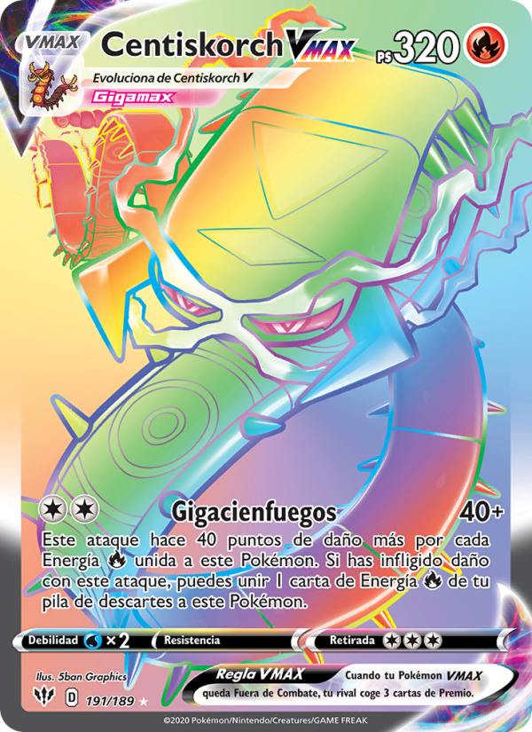Centiskorch VMAX 191 — Darkness Ablaze (Spanish Pokémon TCG card)