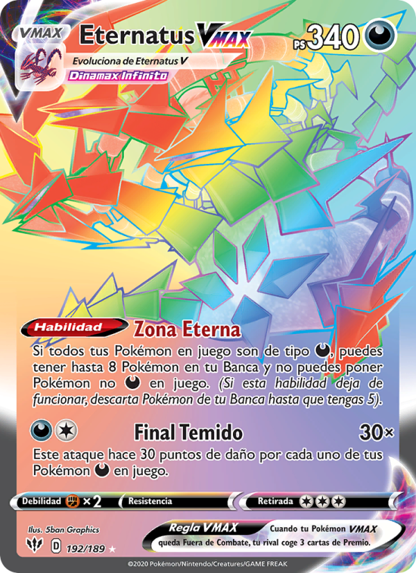 Eternatus VMAX 192 — Darkness Ablaze (Spanish Pokémon TCG card)