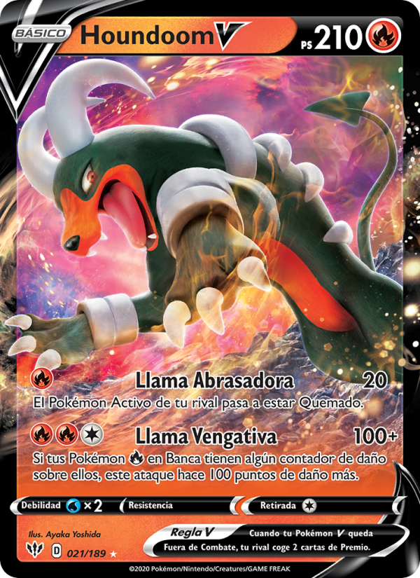 Houndoom V 21 — Darkness Ablaze (Spanish Pokémon TCG card)