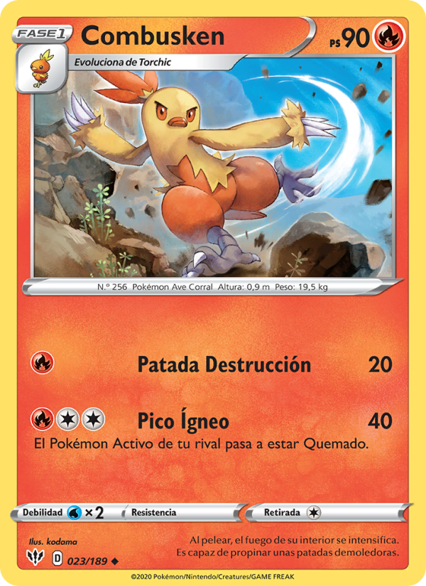 Combusken 23 — Darkness Ablaze (Spanish Pokémon TCG card)